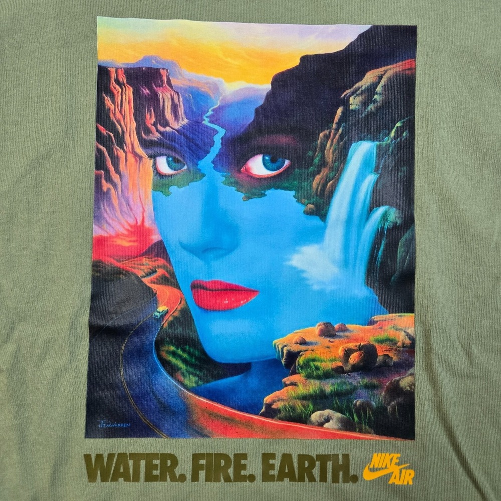 Nike Max90 Art T-Shirt Mens S Loose Fit Mother Earth‎ Nature Outdoors Green Air - Picture 2 of 9